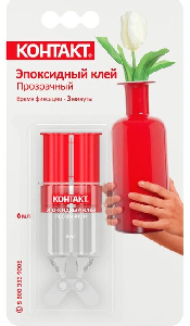 Клей КОНТАКТ эпоксидный прозрачный 6мл блистер 12051