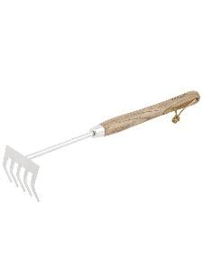 Грабли  5-ти зубые прямые нерж.сталь с удлиненной дерев.ручкой OLOV Эколайн