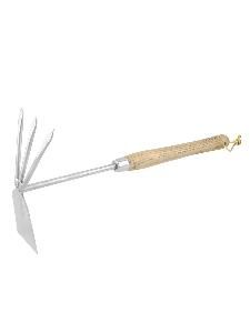 Мотыжка комб. 3-х зубые грабли с лопаткой нерж.сталь с удлиненной дерев.ручкой OLOV Эколай