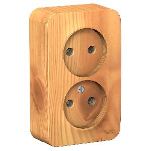 Розетка ОП 2 гнезда б/з ЯСЕНЬ BLANCA