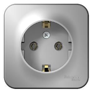 Розетка ОП 1 гнездо с/з АЛЮМИНИЙ BLANCA