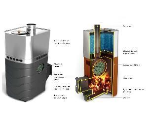 Печь банная БИРЮСА 2013 Carbon (дверца антрацит, закр. каменка, антрацит, бак 60л) Термофор
