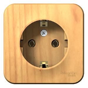 Розетка ОП 1 гнездо с/з ЯСЕНЬ BLANCA