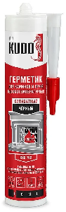 Герметик термостойкий силикатный для печей и каминов Kudo Home KSK-702 черный (1200C), 280 мл
