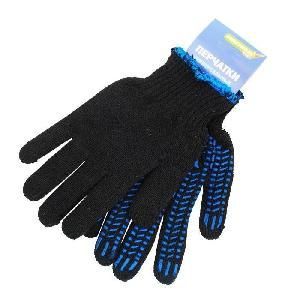 Перчатки утепленные двойные П/ШЕРСТЬ+ХБ напыление ПВХ черные (110гр)