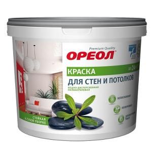 Краска ВД акриловая ОРЕОЛ ПРЕМИУМ д/стен и потолков 1,5 кг, д/вн. работ (Ростов-на-дону)