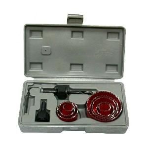 Набор коронок по дереву 12 шт+2 оправки, шестигр. ключ, фиксатор (кейс)  ЭНКОР