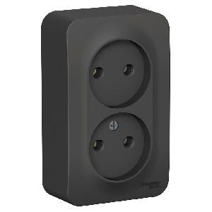 Розетка ОП 2 гнезда б/з АНТРАЦИТ BLANCA