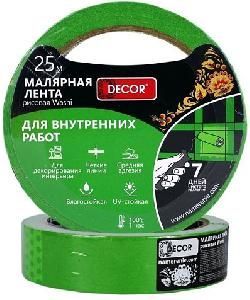 Лента малярная 38ммх25м для внутренних работ зеленая DECOR