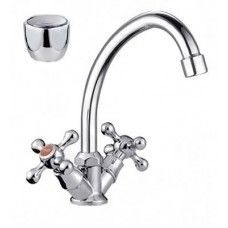 Смеситель для кухни с 2-мя рукоятками с высоким изливом aQuaDv 003-06