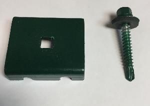 Комплект крепления № 5, кр. саморез 5,5*38, скоба 40*35 Zn+ПП RAL 6005 4 мм 
