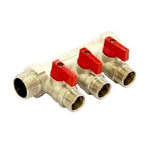 Коллектор с отсекающими кранами 1"х3вых. 1/2" НР HLV