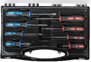 Отвертки (набор) Универсал CrV сталь, прорезиненные ручки, пластиковый кейс, набор 8 шт FIT (56042)