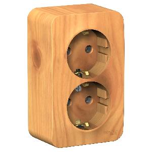 Розетка ОП 2 гнезда с/з ЯСЕНЬ BLANCA