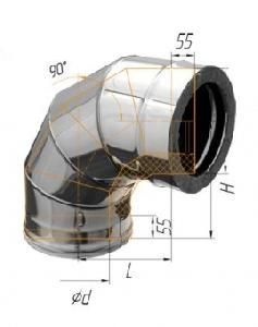 Колено-сендвич ф130/200 мм 90 град. нерж./нерж. 0,5/0.5мм Феррум