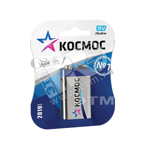 Батарейка КОСМОС  6LR61 9V (Крона) 1шт/упак