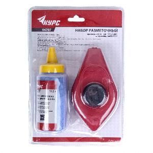 Краска+шнур (набор) разметочная порошковая синяя 115г КУРС (04707) 