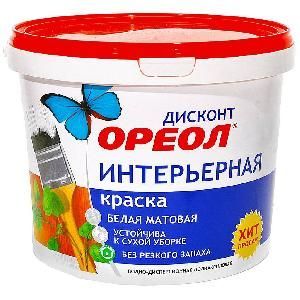 Краска ВД акриловая ОРЕОЛ ДИСКОНТ ИНТЕРЬЕРНАЯ 1,5 кг д/вн. работ (Ростов-на-дону)
