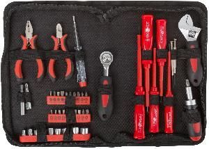 Набор инструментов  45 шт (отвертки, биты, ключ разводной, пасс.-мини), матерчатый чехол FIT (65140)