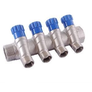 Коллектор с регулир. вентилями 1"x4вых. 1/2" НР HLV