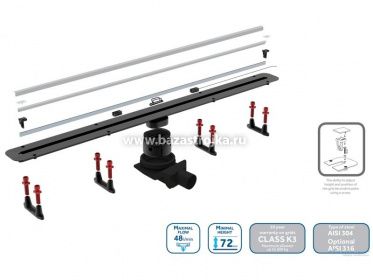 Желоб водосток Slime line 750 напольный нержавеющая сталь PESTAN