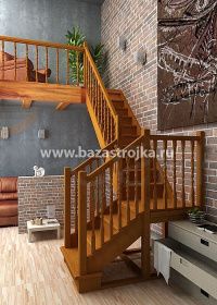 Лестница деревянная межэтажная ЛЕС-04 (поворот 90°)