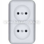 Розетка ОП 2 гнезда б/з б/шторок БЕЛАЯ ЭТЮД 