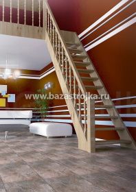 Лестница деревянная межэтажная ЛЕС-12 (прямая) 