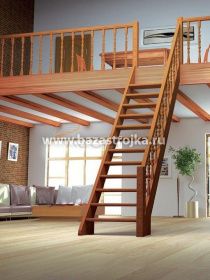 Лестница деревянная межэтажная ЛЕС-12 (прямая) 