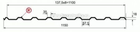 Профлист МП20, ПЭ 8017 коричн.  3м х1,15м х0,45мм (ГОСТ)