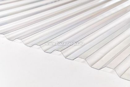 Поликарбонат кровельный монолитный С-21 ПРОЗРАЧНЫЙ 0,8 мм трапеция 1,05 х 2 м