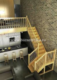 Лестница деревянная межэтажная ЛЕС-04 (поворот 90°)