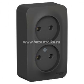 Розетка ОП 2 гнезда б/з АНТРАЦИТ BLANCA