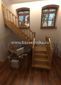 Лестница деревянная межэтажная ЛЕС-04 (поворот 90°)