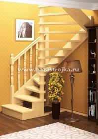 Лестница деревянная межэтажная ЛЕС-03 (поворот 180°)