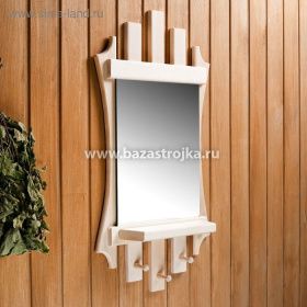 Зеркало "Резное Лесенка" с полкой 3 крючка, 75×40 см 