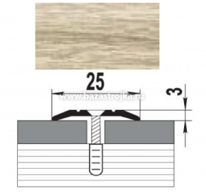 Порог алюмин стыкоперекр. 25,0х1350мм ДУБ ДЫМЧАТЫЙ