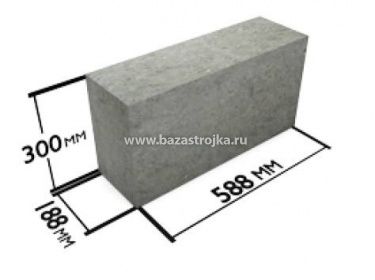 Блок полистерол бетонный 188х300х588 шт.Д400 ШТУКА