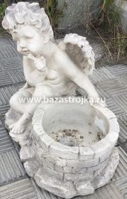 Статуя бетонная АНГЕЛ С БОЧОНКОМ