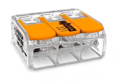 Клемма монтажная 3-проводная 0.5-6мм2 40А 221-613 5шт.