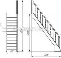 Лестница деревянная межэтажная ЛЕС-12 (прямая) 