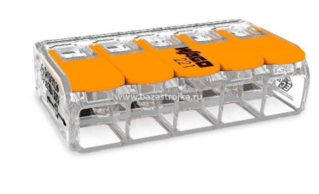 Клемма монтажная 5-проводная 0.5-6мм2 40А 221-615 5шт.