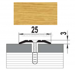 Порог алюмин стыкоперекр. 25,0х1800мм ДУБ ДЫМЧАТЫЙ