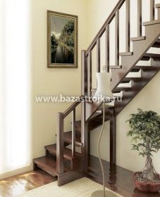 Лестница деревянная межэтажная ЛЕС-09 (поворот 90°)