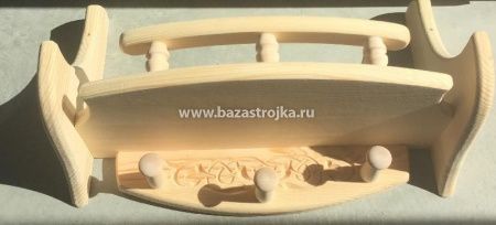 Полка ПРЯМАЯ 1-ярусная малая с 3-мя вешалками (в225 х ш380)