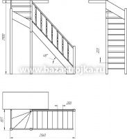 Лестница деревянная межэтажная ЛЕС-715 (поворот 90°)