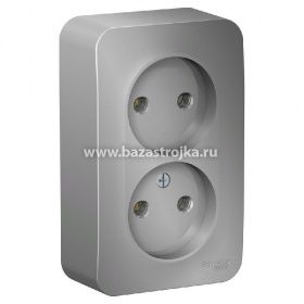 Розетка ОП 2 гнезда б/з АЛЮМИНИЙ BLANCA