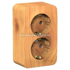 Розетка ОП 2 гнезда с/з ЯСЕНЬ BLANCA