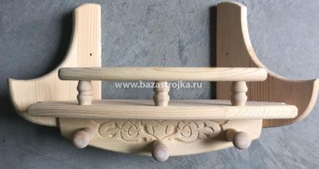 Полка УГЛОВАЯ 1-ярусная малая с 3-мя вешалками (в225 х ш425)