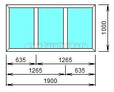 Окно пластиковое 1900х1000 двухкамерное ЗАКАЗ